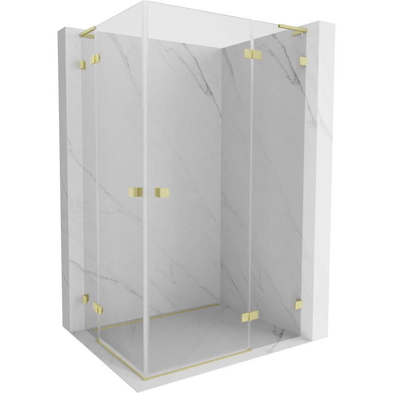 Mexen Lunar L Duscheinheit Duo, schwenkbare rechte Tür 120 x 95 cm, transparent, gebürstetes Gold - 834L-120P-095L-55-00