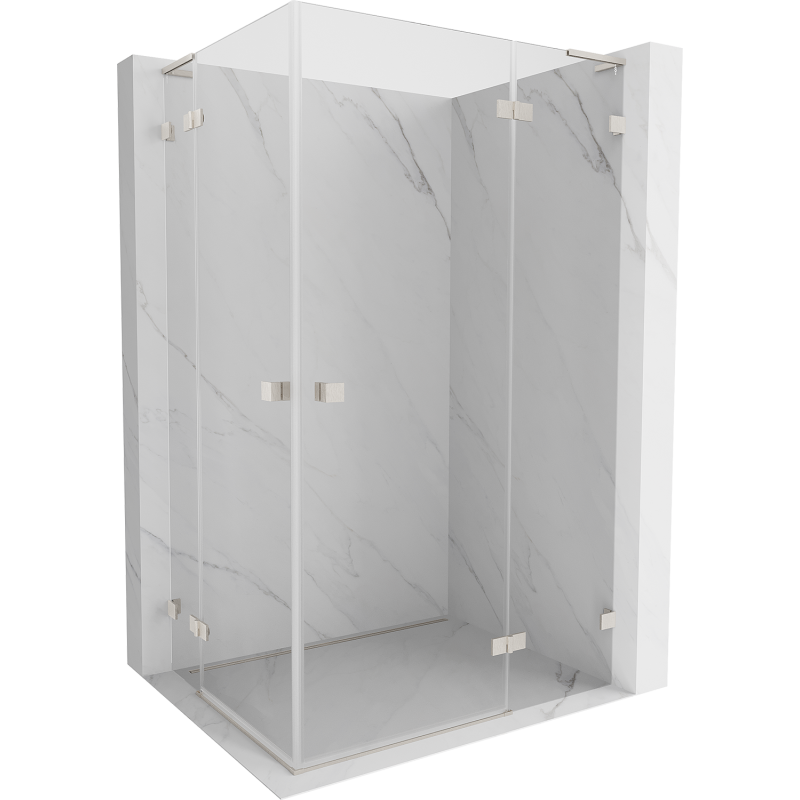 Mexen Lunar L Duo Duschkabine, schwenkbar, rechts, 120 x 115 cm, transparent, gebürsteter Nickel - 834L-120P-115L-97-00
