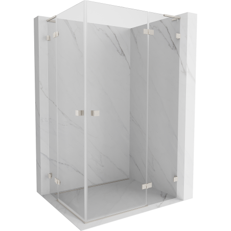 Mexen Lunar L Duo Duschkabine, schwenkbar, rechts, 120 x 115 cm, transparent, gebürsteter Nickel - 834L-120P-115L-97-00