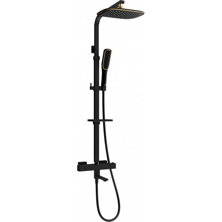 Mexen CQ49 Bade- und Duschset mit Regendusche und Thermostatarmatur, schwarz/gold - 779104995-75