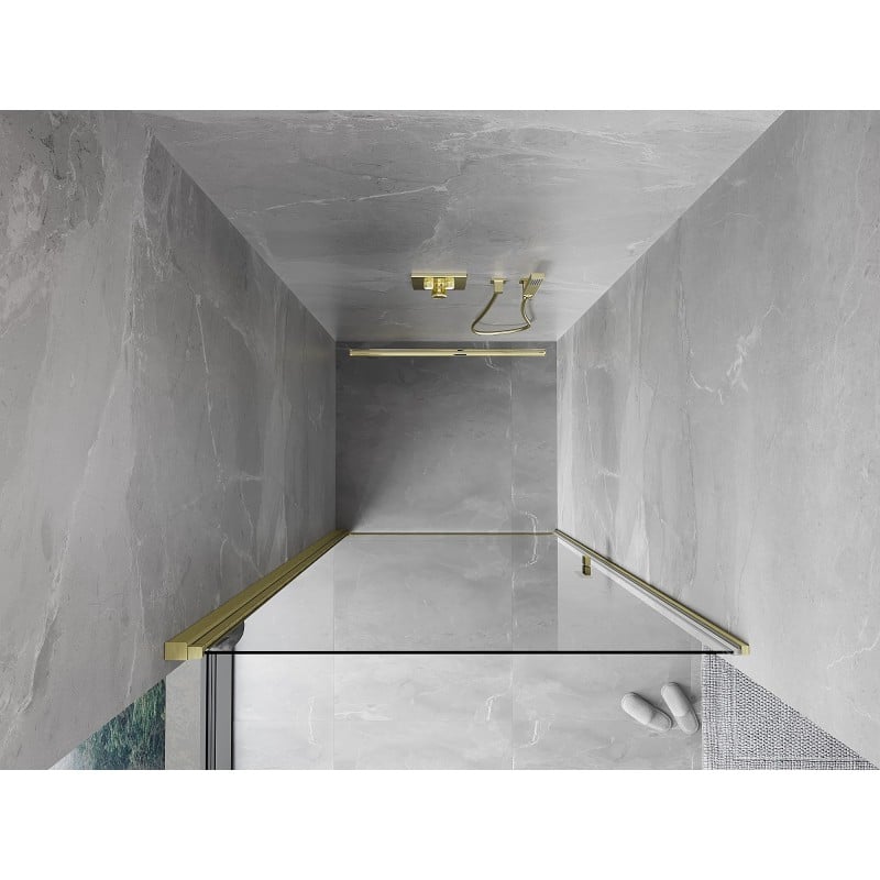 Mexen Mist-B Duschdrehtür 65 cm, transparent, gebürstetes Gold - 8A2-065-000-55-00