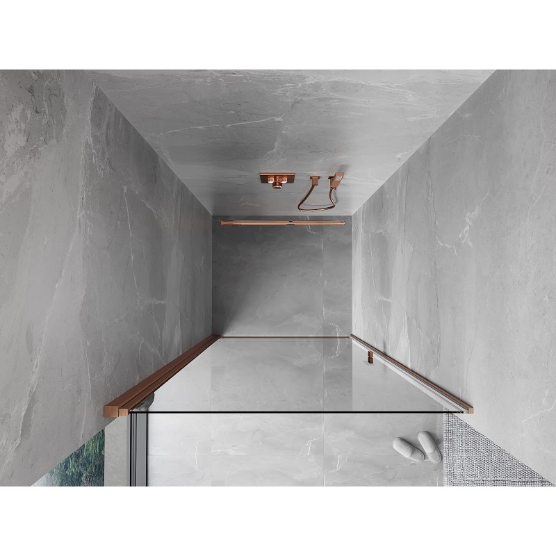 Mexen Mist-B Duschtür, schwenkbar 85 cm, transparent, gebürstetes Kupfer - 8A2-085-000-65-00
