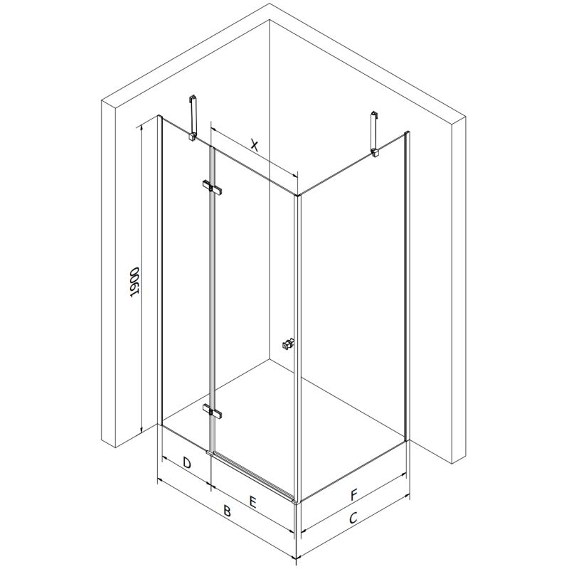 Mexen Roma Duschkabine Schwenkbar 100 x 70 cm, Transparent, Gold - 854-100-070-50-00