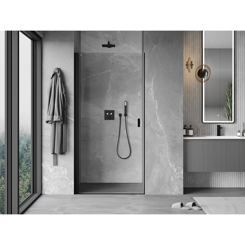 Mexen Mist-B schwenkbare Duschabtrennung 50 cm, transparent, schwarz - 8A2-050-000-70-00