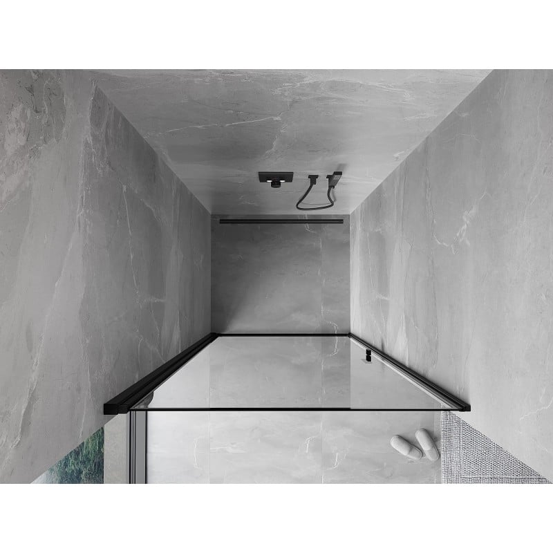 Mexen Mist-B Duschabtrennung, schwenkbar, links 100 cm, schwarzer Rahmen, schwarz - 8A2-100-000-70-70-L