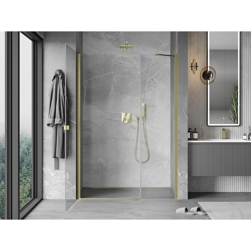 Mexen Mist-B Duschdrehtür 95 cm, transparent, gebürstetes Gold - 8A2-095-001-55-00