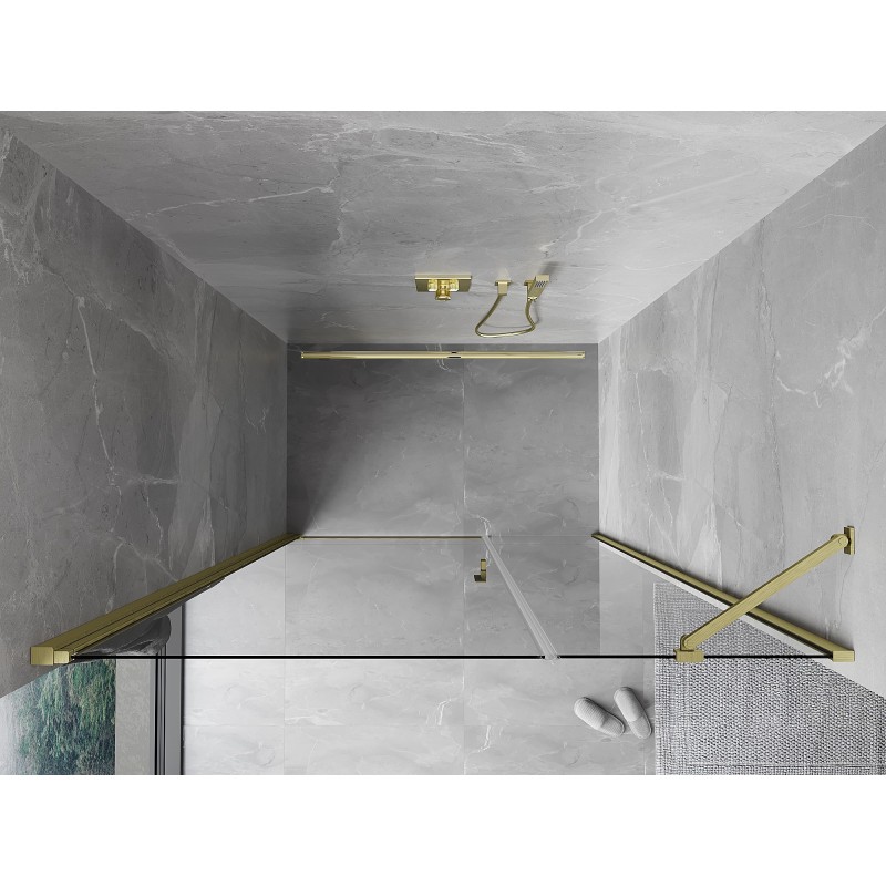 Mexen Mist-B Duschtür schwenkbar 110 cm, transparent, gold gebürstet - 8A2-110-001-55-00