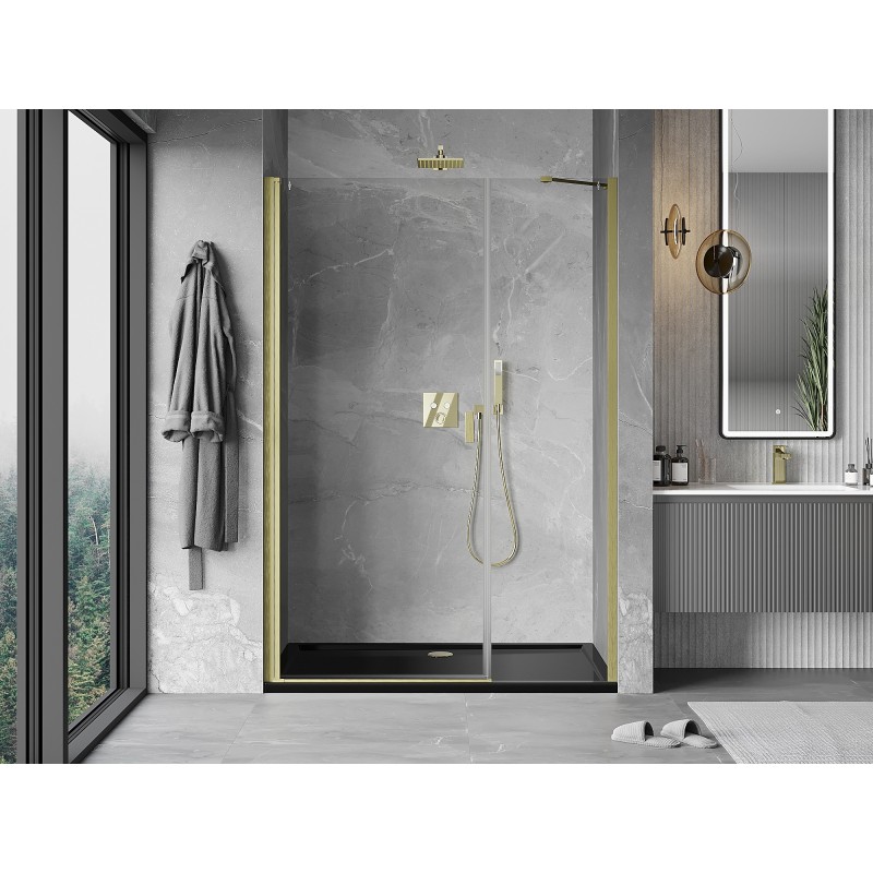 Mexen Mist-B Duschschwenktür 120 cm, transparent, gold gebürstet - 8A2-120-001-55-00