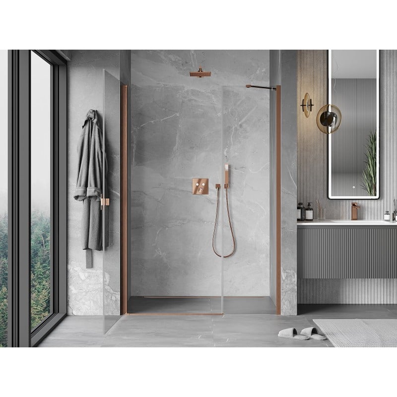 Mexen Mist-B Duschpendeltür 110 cm, transparent, gebürstetes Kupfer - 8A2-110-001-65-00