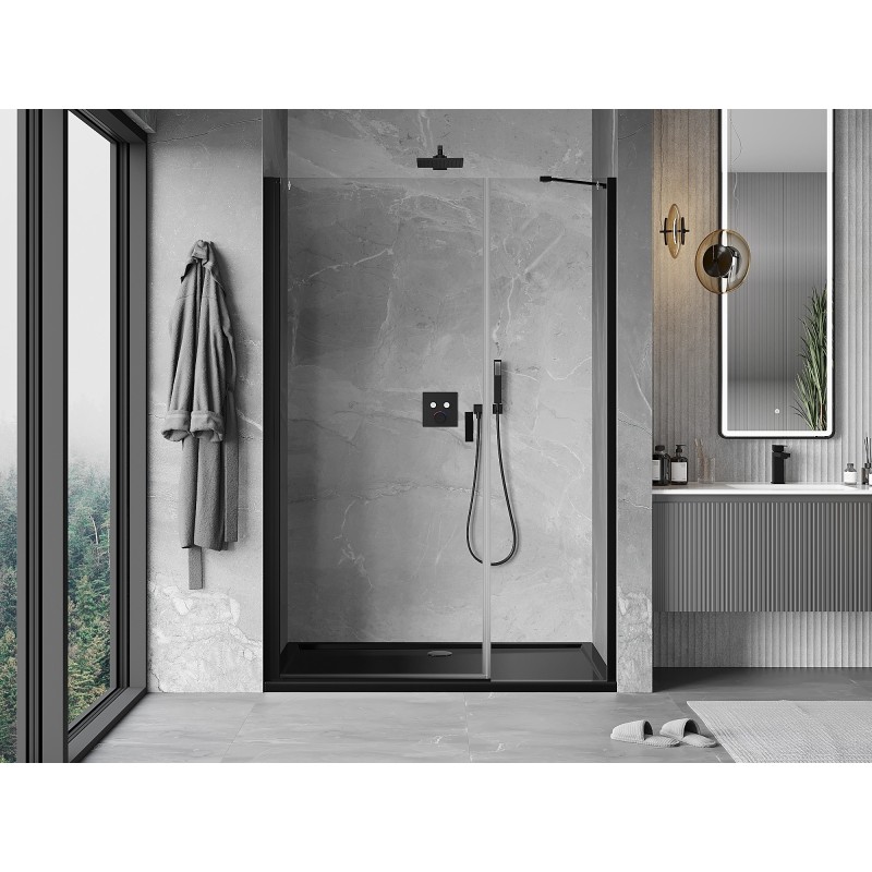 Mexen Mist-B Duschschwingtür 115 cm, transparent, schwarz - 8A2-115-001-70-00