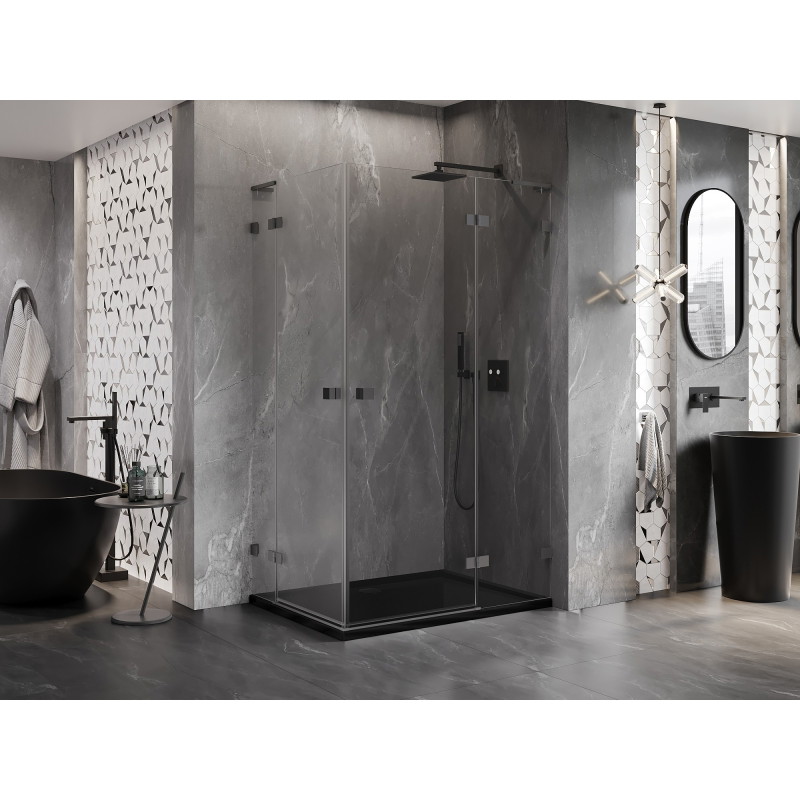Mexen Lunar L Duo Duschkabine, rechts angeschlagen, 85 x 70 cm, transparent, Gun Metal - 834L-085P-070L-95-00