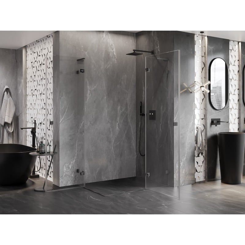 Mexen Lunar L Duo Duschkabine klappbar rechts 100 x 75 cm, transparent, Gun Metal - 834L-100P-075L-95-00