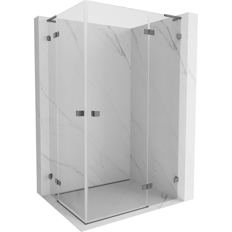 Mexen Lunar L Duo Duschkabine, rechts öffnend, 110 x 90 cm, transparent, Gun Metal - 834L-110P-090L-95-00