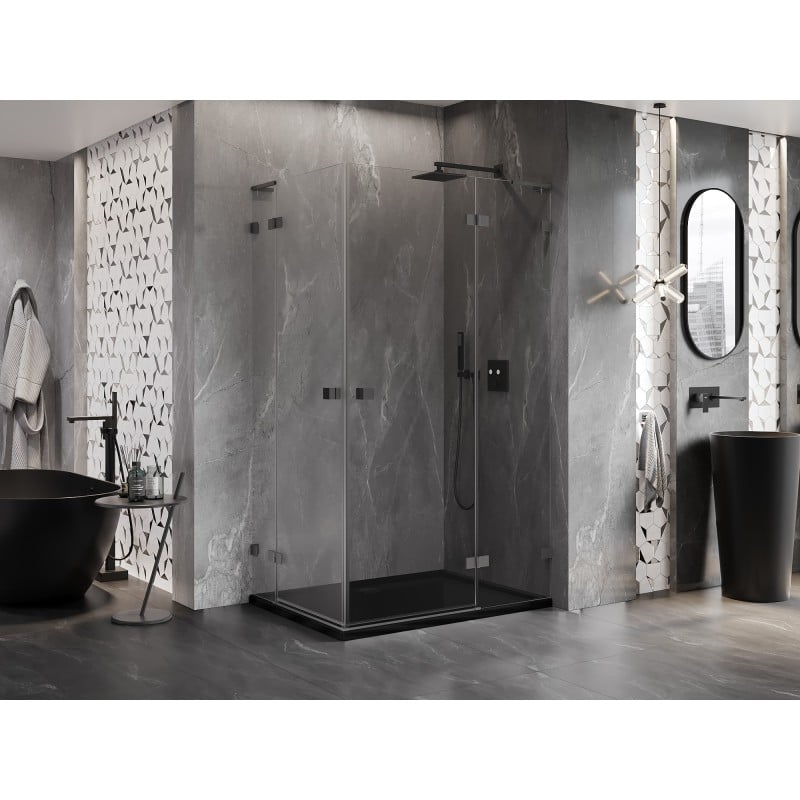 Mexen Lunar L Duo Duschkabine, schwenkbar, rechts 110 x 100 cm, transparent, Gunmetal - 834L-110P-100L-95-00