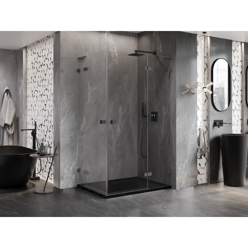 Mexen Lunar L Duo Duschkabine, rechte schwenkbare Tür 115 x 80 cm, transparent, Gewehrmetall - 834L-115P-080L-95-00