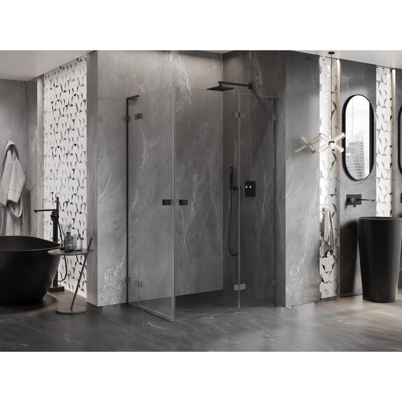 Mexen Lunar L Duo Duschkabine, rechte Pivottür, 120 x 105 cm, transparent, Gun Metal - 834L-120P-105L-95-00