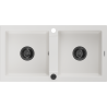 Mexen Mario granitspüle 2-kammer 820 x 436 mm, weiß, schwarzer siphon - 6504822000-20-B