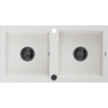 Mexen Mario Granitspüle 2-Kammer 820 x 436 mm, weiß, Siphon schwarz - 6504822000-20-B