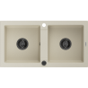 Mexen Mario Granitspüle 2-Becken 820 x 436 mm, beige, schwarzer Siphon - 6504822000-69-B