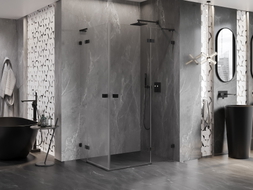 Mexen Lunar L Duo Duschkabine schwenkbar rechts 95 x 90 cm, transparent, schwarz - 834L-095P-090L-70-00