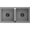 Mexen Mario Granitspüle 2-Kammer 820 x 436 mm, grau, schwarzer Siphon - 6504822000-71-B