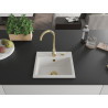 Mexen Milo Granitspüle 1-Becken 435 x 410 mm, weiß, goldener Siphon - 6505441000-20-G