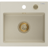 Mexen Milo Granitspüle 1-beckig 435 x 410 mm, beige, goldener Siphon - 6505441000-69-G
