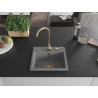 Mexen Milo Granitspüle 1-becken 435 x 410 mm, grau, Siphon gold - 6505441000-71-G