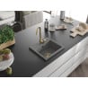Mexen Milo Granitspüle 1-becken 435 x 410 mm, grau, Siphon gold - 6505441000-71-G