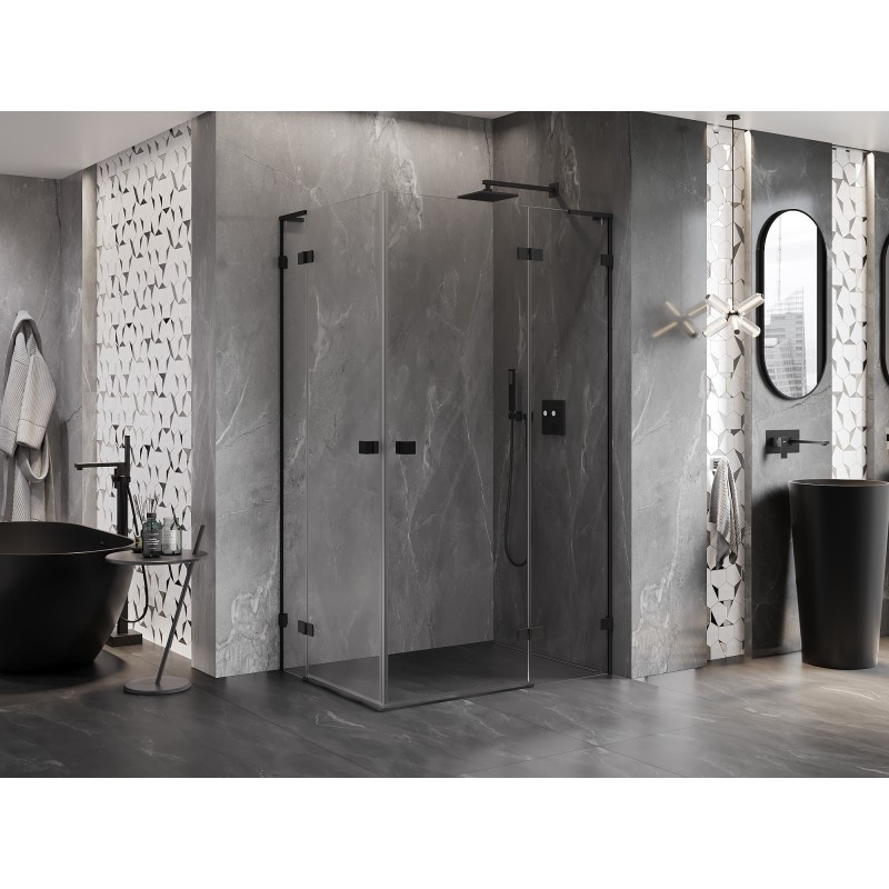 Mexen Lunar L Duo Duschkabine rechts anschlagend 120 x 75 cm, transparent, schwarz - 834L-120P-075L-70-00
