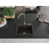 Mexen Milo Granitspüle 1-Kammer 435 x 410 mm, schwarz/goldener Metallic, goldener Siphon - 6505441000-75-G