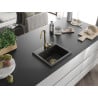Mexen Milo Granitspüle 1-beckig 435 x 410 mm, schwarz/gold metallic, Siphon gold - 6505441000-75-G
