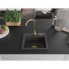 Mexen Milo Granitspüle 1-Kammer 435 x 410 mm, schwarz gesprenkelt, goldener Siphon - 6505441000-76-G