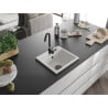 Mexen Milo Granitspüle 1-Becken 435 x 410 mm, weiß, schwarzer Siphon - 6505441000-20-B