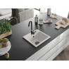 Mexen Milo Granitspüle, 1-beckig, 435 x 410 mm, weiß, schwarzes Siphon - 6505441000-20-B