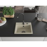 Mexen Milo Granitspüle, 1-beckig, 435 x 410 mm, beige, schwarzer Siphon - 6505441000-69-B