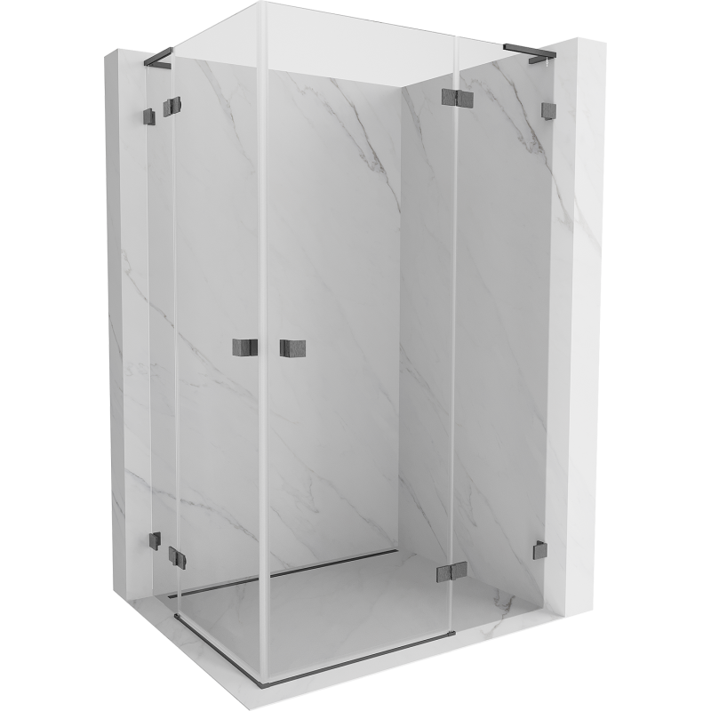 Mexen Lunar L Duo Duschkabine mit öffnenden Türen rechts 95 x 70 cm, transparent, gebürstet gun gray - 834L-095P-070L-66-00