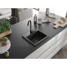 Mexen Milo Granitspüle 1-Becken 435 x 410 mm, schwarz/gold metallic, schwarzer Siphon - 6505441000-75-B