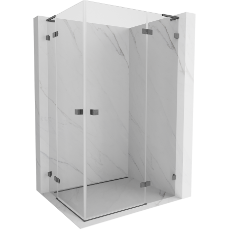 Mexen Lunar L Duo Duschkabine mit Pendeltür rechts 110 x 85 cm, transparent, gebürstetes Gun Gray - 834L-110P-085L-66-00