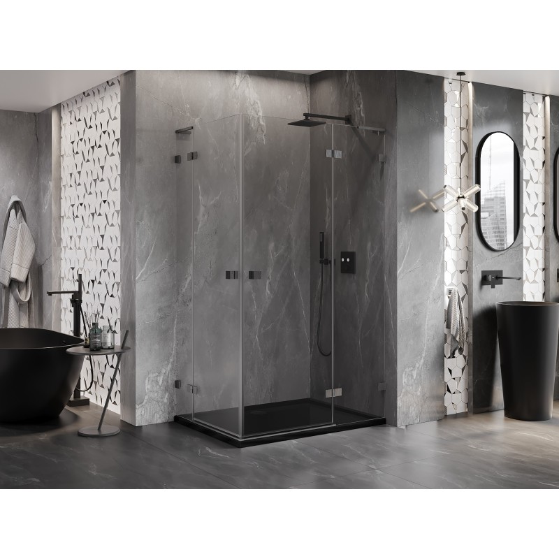 Mexen Lunar L Duo Duschkabine Schwingtür rechts 115 x 70 cm, transparent, gebürstet Gun Gray - 834L-115P-070L-66-00