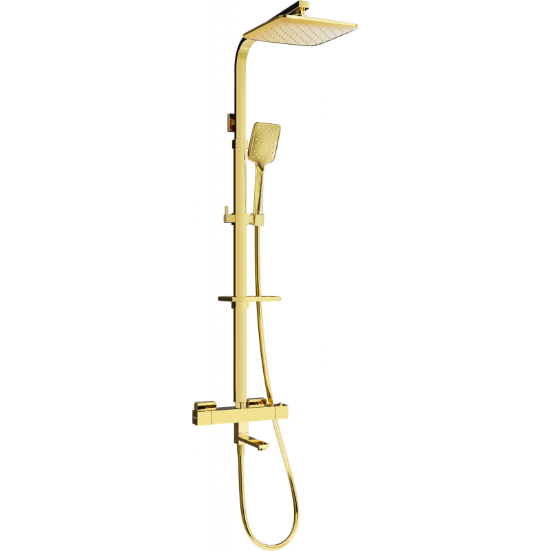 Mexen CQ62 Badewannen-Duschset mit Regendusche und Thermostatarmatur, gold - 779106295-50