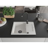 Mexen Enzo Granitspüle 1-Becken mit Abtropffläche 576 x 465 mm, weiß, schwarzer Siphon - 6506571005-20-B