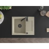 Mexen Enzo Granitspüle 1-Becken mit Abtropffläche 576 x 465 mm, beige, schwarzer Siphon - 6506571005-69-B
