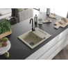 Mexen Enzo Granitspüle 1-Becken mit Abtropffläche 576 x 465 mm, beige, schwarzer Siphon - 6506571005-69-B
