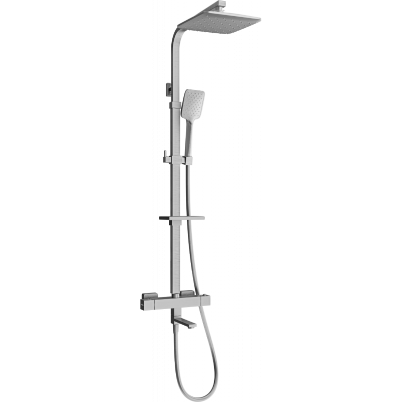 Mexen CQ62 Badewannen-Duschset mit Regenduschkopf und Thermostatbatterie, Graphit - 779106295-66