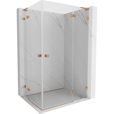 Mexen Lunar L Duo-Duschkabine, schwenkbar, rechts, 100 x 80 cm, transparent, gebürstetes Kupfer - 834L-100P-080L-65-00