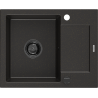 Mexen Enzo Granitspüle 1-Becken mit Abtropffläche 576 x 465 mm, schwarz/goldmetallic, schwarzer Siphon - 6506571005-75-B