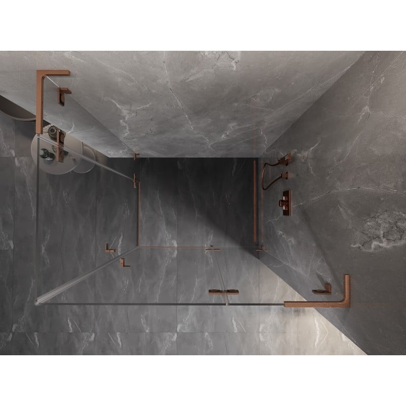 Mexen Lunar L Duo Duschkabine, nach rechts schwenkbar, 105 x 70 cm, transparent, gebürstetes Kupfer - 834L-105P-070L-65-00