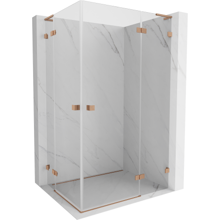 Mexen Lunar L Duo Duschkabine Schwingtür rechts 105 x 85 cm, transparent, gebürstetes Kupfer - 834L-105P-085L-65-00