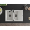 Mexen Gaspar Granitspüle 1,5-Becken mit Abtropffläche 737 x 475 mm, weiß, schwarzer Siphon - 6507731505-20-B